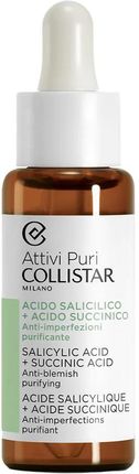 Collistar Attivi Puri Salicylic Acid + Succinic Anti Blemish Purifying Serum Do Twarzy Redukujące Niedoskonałości Z Kwasem Salicylowym 30 ml