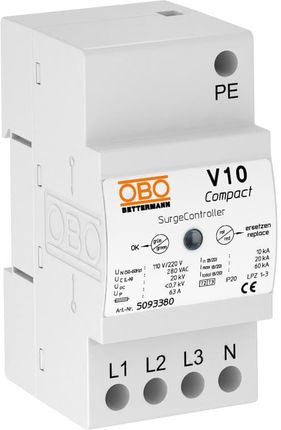 Obo Bettermann Ogranicznik Przepięć C+D Typ 2+3 4P 10Ka 1,1Kv V10 Compact 255 5093380