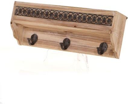 wieszk drewniany półka z 3 haczykami