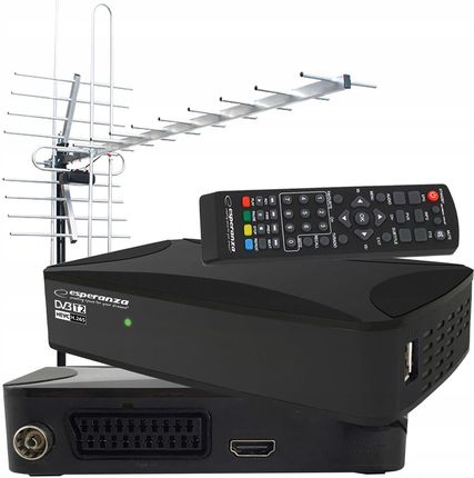 Esperanza Tuner Tv Naziemnej Dvb-T2 H.265/Hevc Antena Zew (Ev108R+21042)