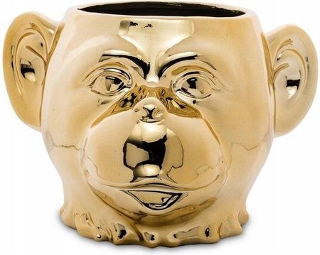Osłonka Złota Głowa Małpki Donica Ceramiczna W110