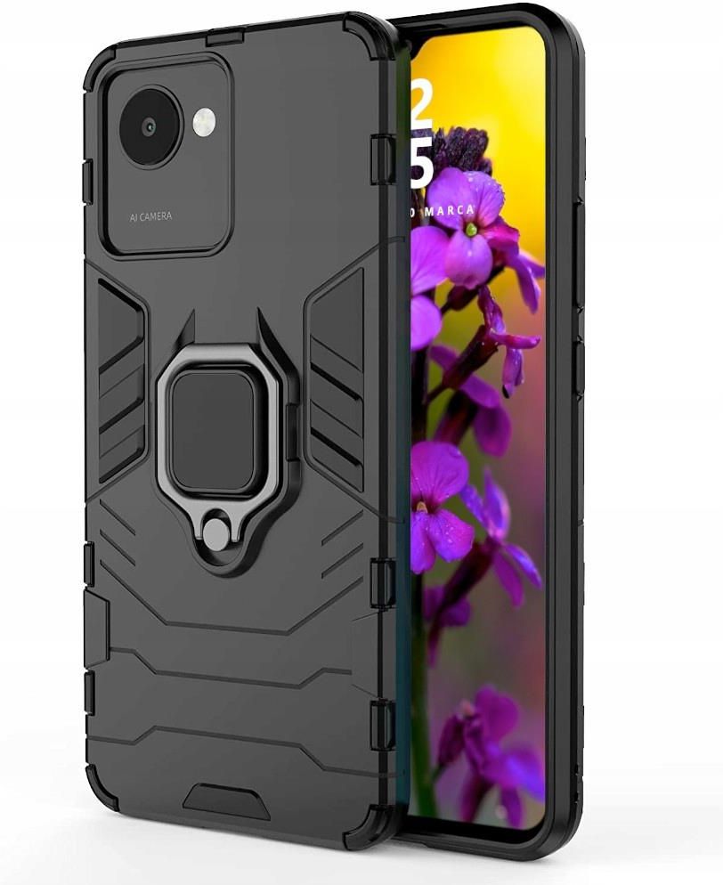 XINYEXIN Cover per Realme C30 / C33 / C33S / Narzo 50i Prime, Traslucida Custodia Antiurto Antigraffio con Supporto Anello a 360°, PC + TPU Bumper Case - Verde scuro