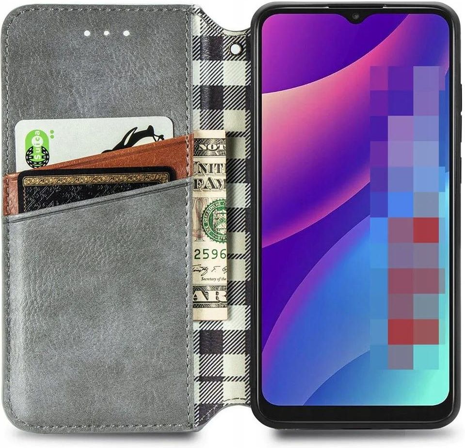 WEIOU Leather Folio Cover per TCL 30 SE/TCL 306/TCL 305 Case, Custodia in Pelle PU Magnetica Libro Flip Portafoglio Bumper con [Funzione Stand]. Grigio