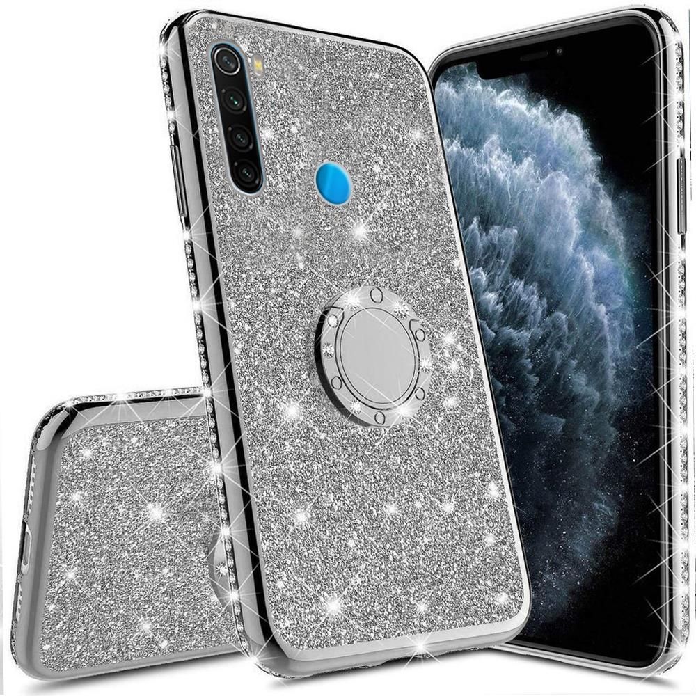 Cover Flip Con Portafoglio Per Xiaomi Redmi Note 8T – Pelle PU Glitterata Con Fessure Carte E Chiusura Magnetica