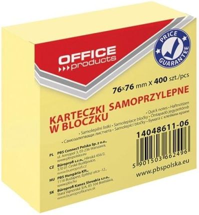 Office Products Notes Samoprzylepny 76X76Mm 400 Kartek Żółty 14048611-06 (PB1039)