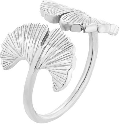 Srebrny pierścionek z liśćmi miłorzębu