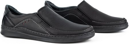 Buty męskie wsuwane skórzane SLIP-ON 216GT czarne