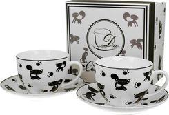Duo Filiżanki Ze Spodkami 280Ml Komplet 2Szt. Koty Czarne