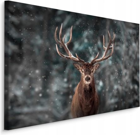 Obraz na Płótnie Jeleń Las Zima Natura 3D 120x80