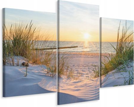 Obraz Tryptyk Morze Plaża Zachód Słońca 3D 120x80
