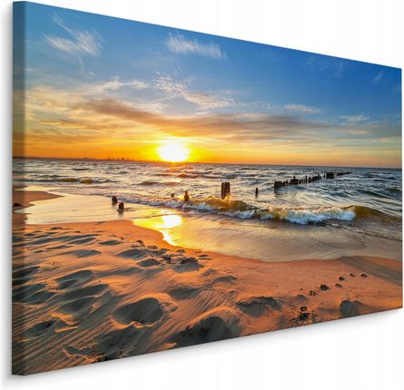 Obraz Ścienny Plaża Morze Zachód Słońca 3D 90x60