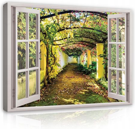 Obraz Okno 3D Na Płótnie Ogród Rośliny Duży 100x70