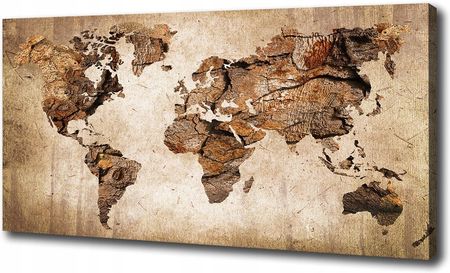 Foto obraz na płótnie Mapa świata drewno 100x50 cm