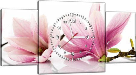 Obraz z zegarem Magnolie Kwiaty 80x40 do pokoju