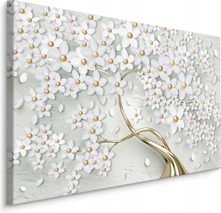 Obraz Canvas Do Salonu Drzewo Kwiaty 3D 120x80