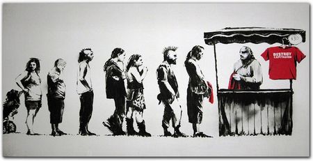 Obraz płótno Festiwal Banksy czarno-biały 120x60
