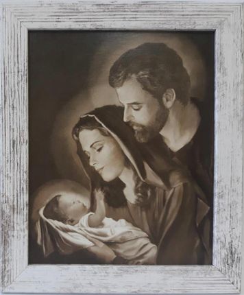 Święty Obraz W Ramie Świętej Rodziny Sepia 25X30