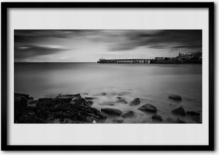 Foto obraz z ramką Morze czarno-białe 100x70 cm