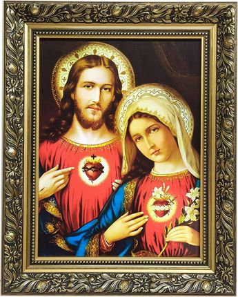Święty Obraz Na Ścianę 40X50 Serce Jezusa I Marii