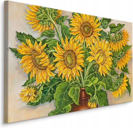 Obraz Canvas Kwiaty Słoneczniki w Wazonie 100x70