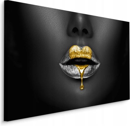 Obraz Złoty Błyszczyk Usta Abstrakcja 3D 120x80