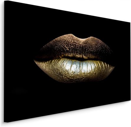Obraz Złote Usta na Czarnym Tle Abstrakcja 90x60