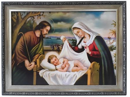 Obraz W Srebrnej Ramie 72X112 Świętej Rodziny Jezu