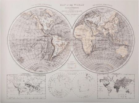 Dekoracja wisząca Mapa Świata vintage 58 x 78 cm