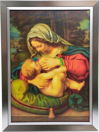 Obraz W Srebrnej Ramie 60X80 Matka Boska Karmiąca