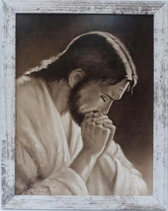 Święty Obraz Jezusa Modlącego Się Sepia 35X45