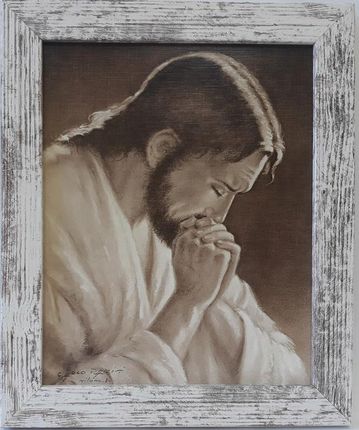 Święty Obraz W Ramie Jezusa Modlącego Sepia 25X30