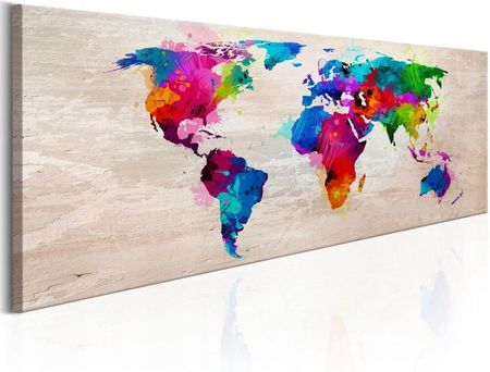 Obraz Mapa świata: Finezja kolorów 150X50