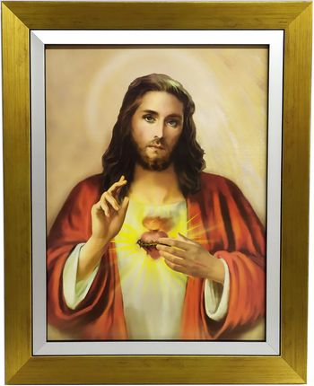 Święty Obraz W Ramie 40X50 Otwarte Serce Jezusa