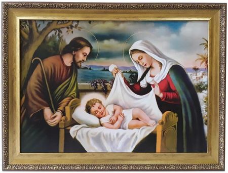 Obraz W Złotej Ramie 72X112 Świętej Rodziny Jezus