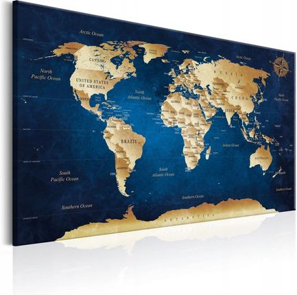 Obraz Mapa świata: Granatowa głębia 120X80