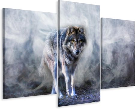 Obraz Tryptyk Wilk Zwierzę Mgła Dekor 3D 120x80