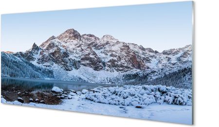 Obraz na szkle Góry zima śnieg jezioro 100x50 cm