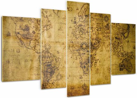 Obraz szklany tryptyk Stara mapa świata