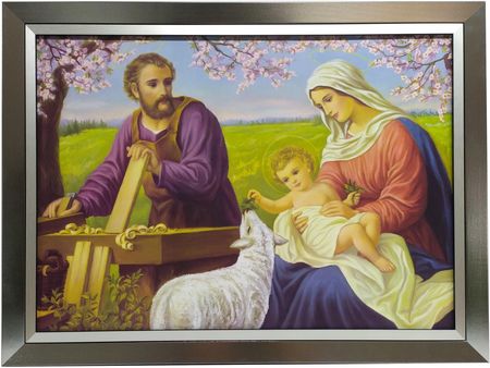 Obraz W Srebrnej Ramie 60X80 Świętej Rodziny Jezus