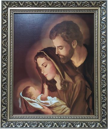 Święty Obraz Z Szybą 25X30 Świętej Rodziny Jezus