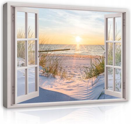 Obraz Okno 3D Morze Krajobraz Natura Płótno 120x80