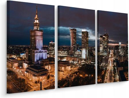 Obraz Tryptyk Panorama Miasta Warszawa 3D 60x40