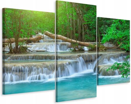 Obraz Tryptyk Wodospad Las Drzewa Widok 3D 60x40