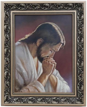 Obraz Jezusa Modlącego Się W Złotej Ramie 42X52