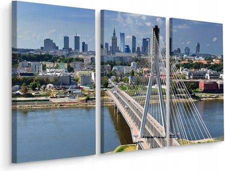 Obraz Tryptyk Panorama Warszawa Most 3D 120x80