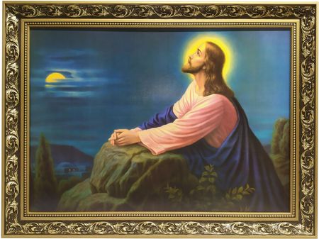 Obraz Jezus W Ogrójcu Złota Ozdobna Rama 62X82 Św.