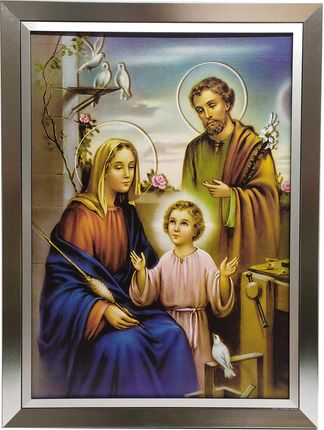 Obraz W Srebrnej Ramie 60X80 Świętej Rodziny Jezus