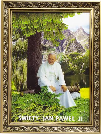 Obraz Św. Papieża Jana Pawła II Stylowa Rama 62X82