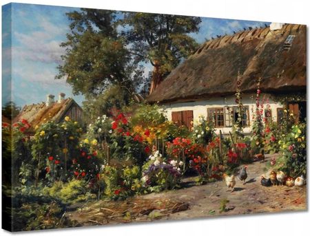 Obrazy 30x20 Wiejski domek z kwiatami