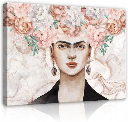 Obraz Frida Kahlo Na Ścianę Płótnie Kwiaty 60x40